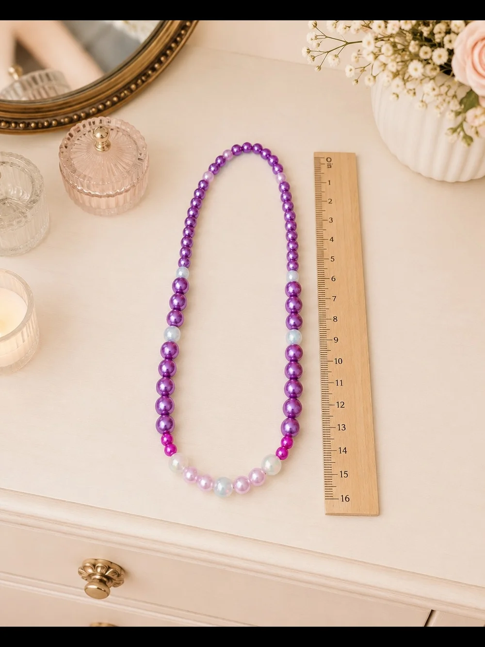 Handmade Kids Pink & Purple Beaded Jewelry Set | Necklace & 2 Bracelets | Child